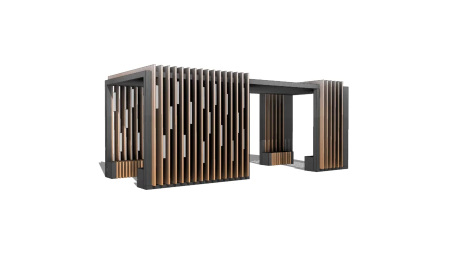 现代金属格栅景观廊架SU模型 SU模型免费下载_sketchup模型