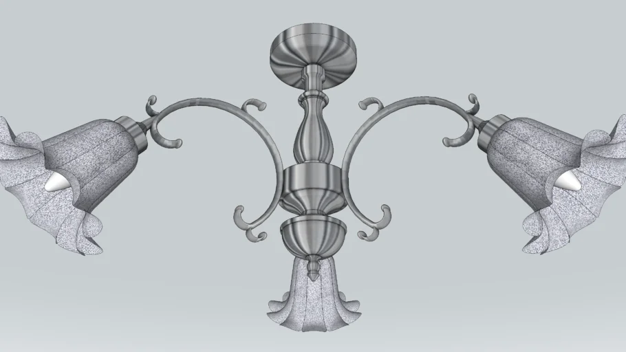 欧式复古三头吊灯SU模型 SU模型免费下载_sketchup模型