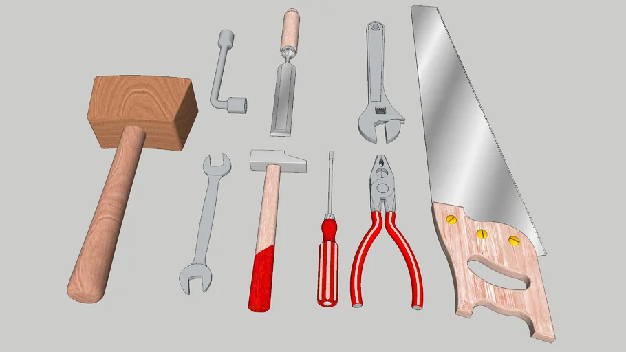 五金工具锤子扳手钳子SU模型 SU模型免费下载_sketchup模型