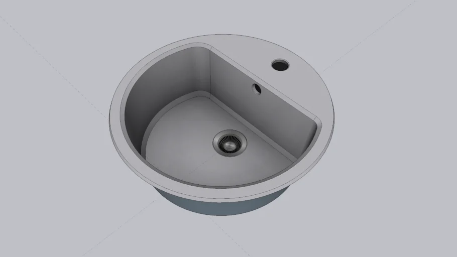 圆形嵌入式不锈钢水槽SU模型 SU模型免费下载_sketchup模型
