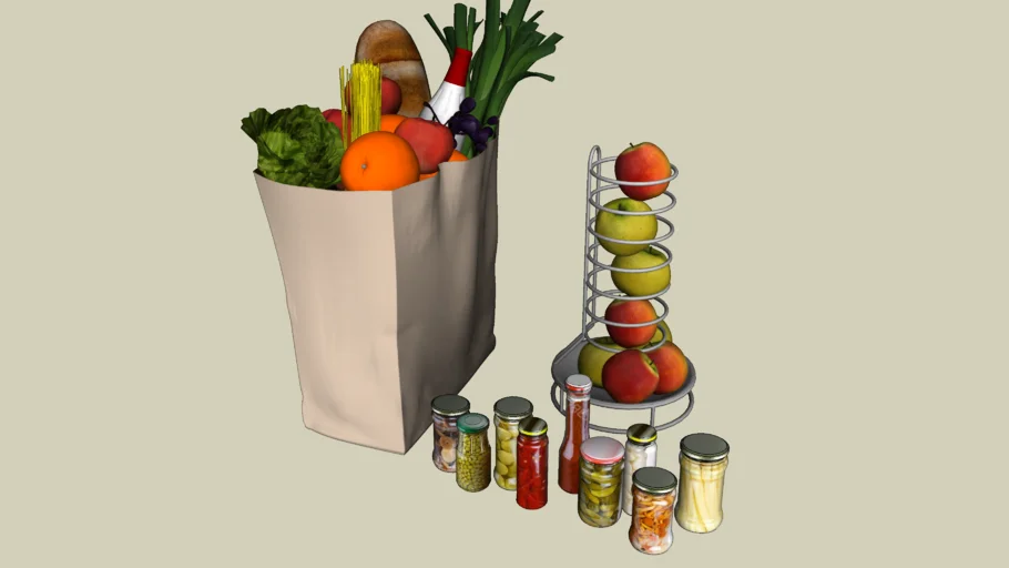 厨房食材与收纳道具SU模型 SU模型免费下载_sketchup模型