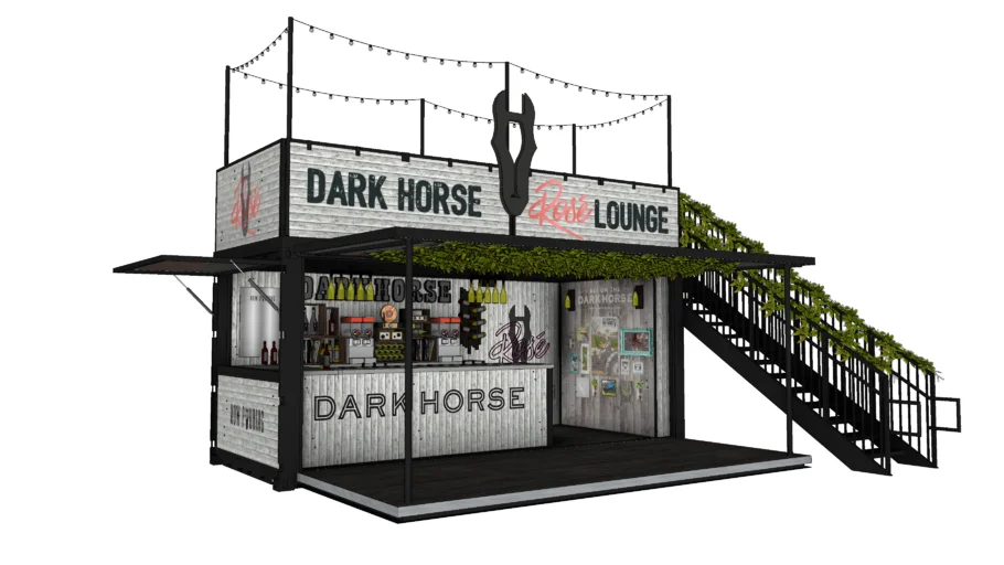 工业风双层集装箱酒吧SU模型 SU模型免费下载_sketchup模型