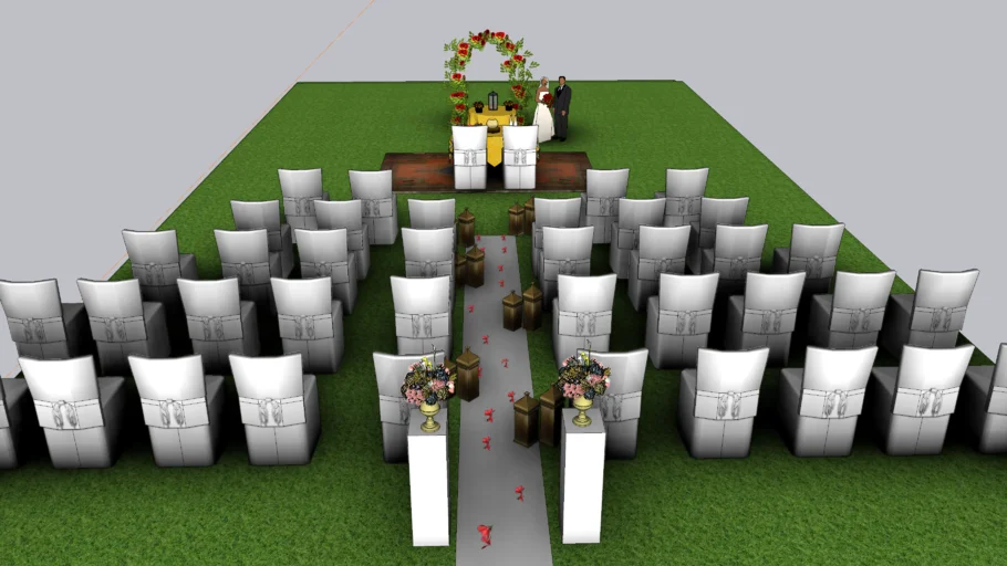 西式草坪婚礼仪式区SU模型 SU模型免费下载_sketchup模型