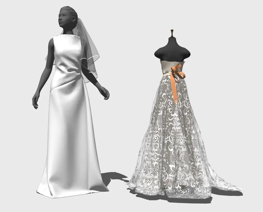 婚纱礼服及模特组合SU模型 SU模型免费下载_sketchup模型