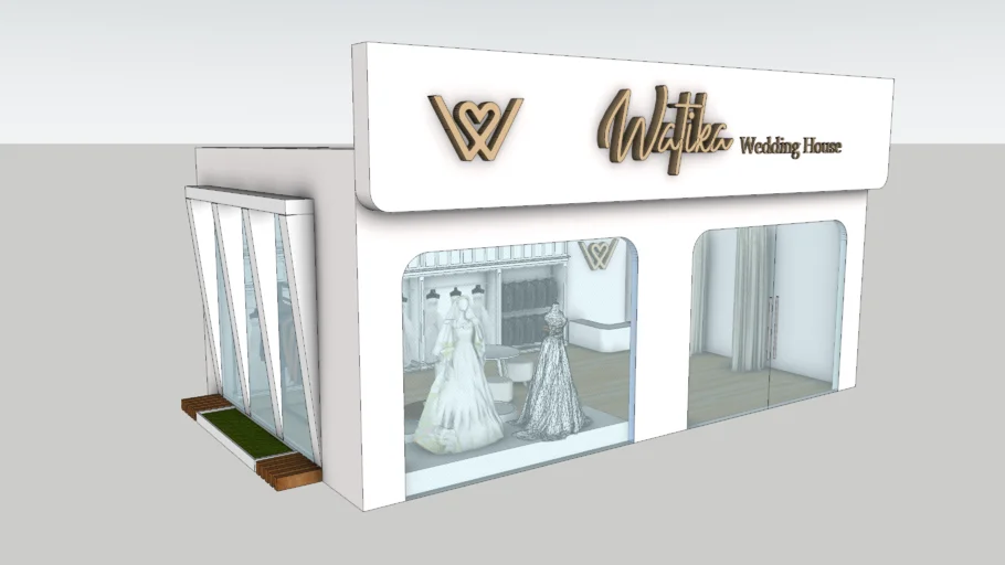 婚纱店门头及室内展示区SU模型 SU模型免费下载_sketchup模型