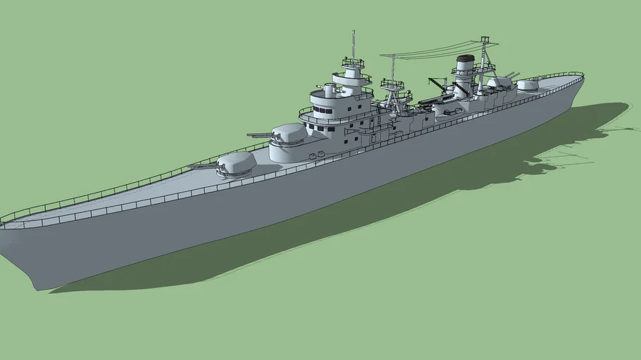 二战重型巡洋舰SU模型 SU模型免费下载_sketchup模型