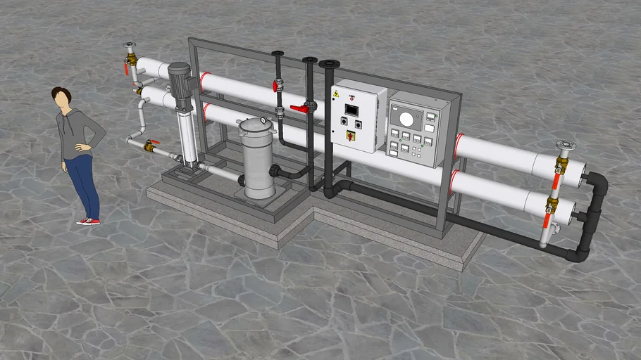 化工污水反渗透水处理机组SU模型 SU模型免费下载_sketchup模型