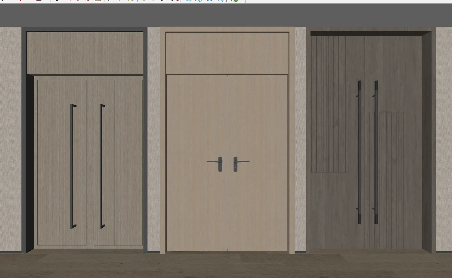 双开入户门别墅大门SU模型 SU模型免费下载_sketchup模型