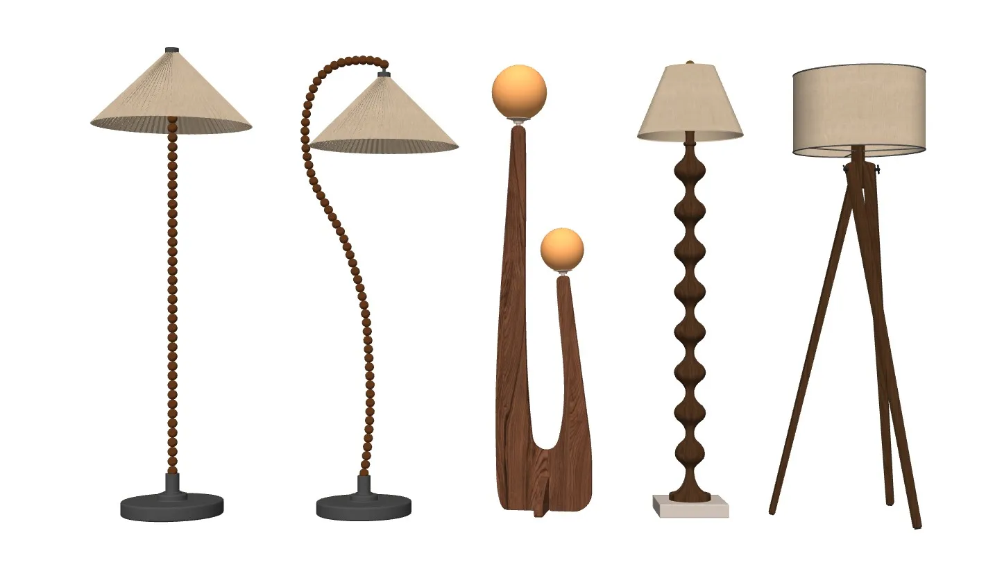 中古风落地灯组合SU模型 SU模型免费下载_sketchup模型