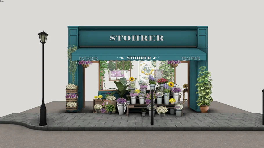 法式复古花店门头SU模型 SU模型免费下载_sketchup模型