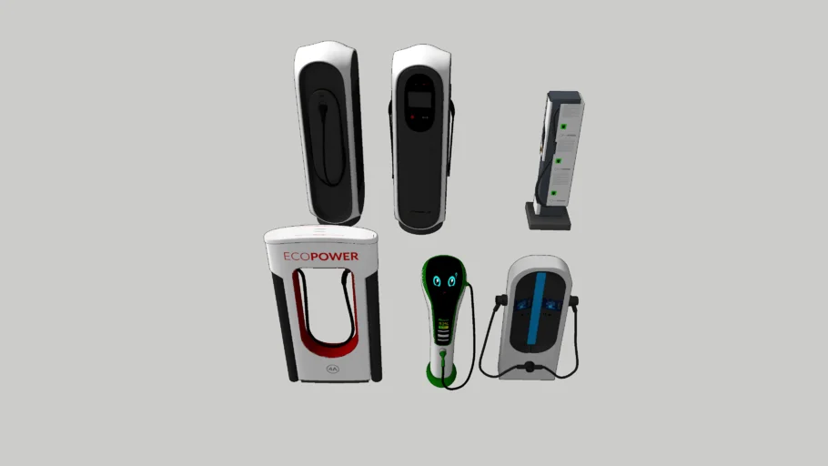 新能源汽车充电桩组合SU模型 SU模型免费下载_sketchup模型