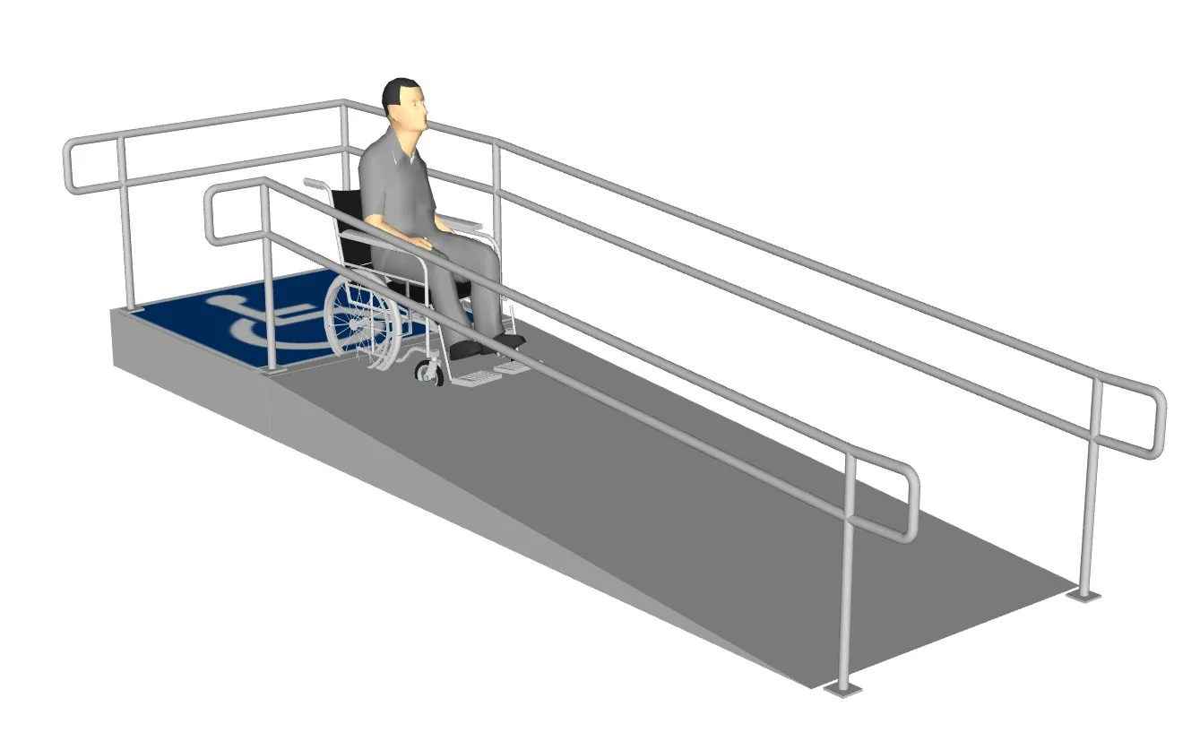 残疾人坡道无障碍坡道轮椅人物SU模型 SU模型免费下载_sketchup模型