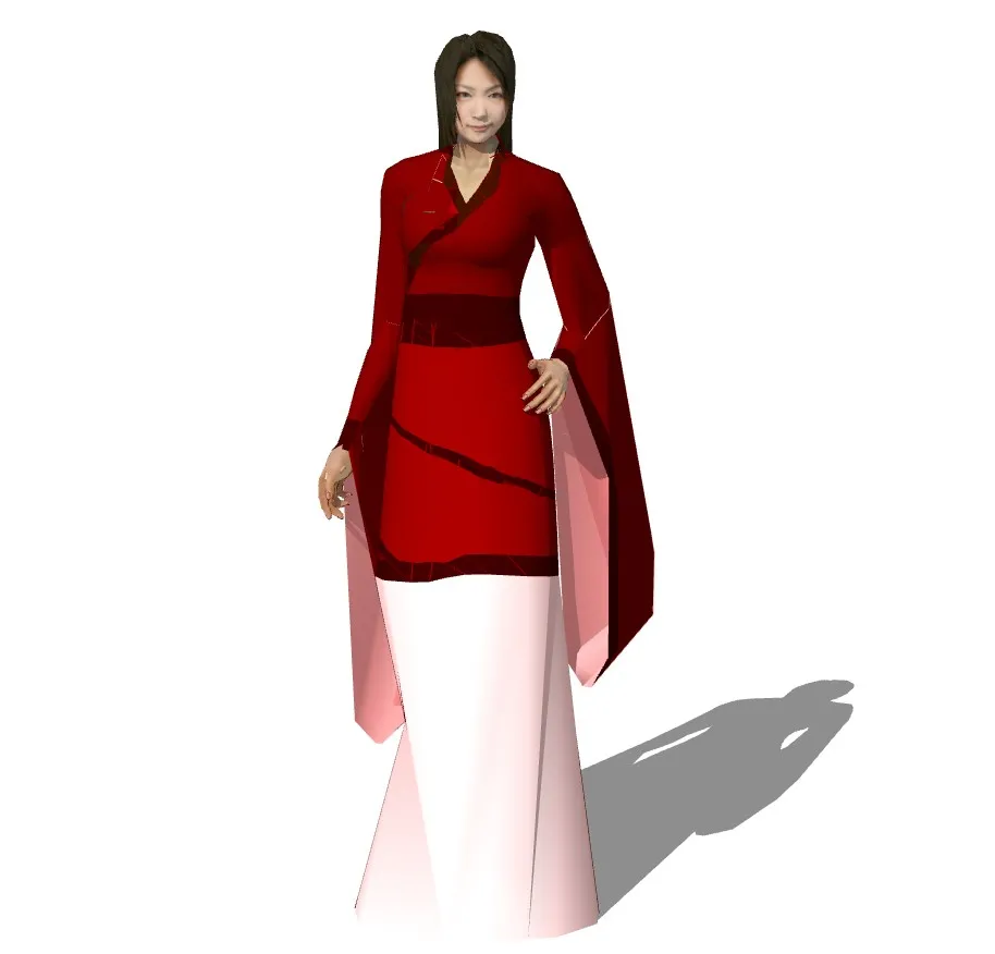 古风汉服女子SU模型 SU模型免费下载_sketchup模型