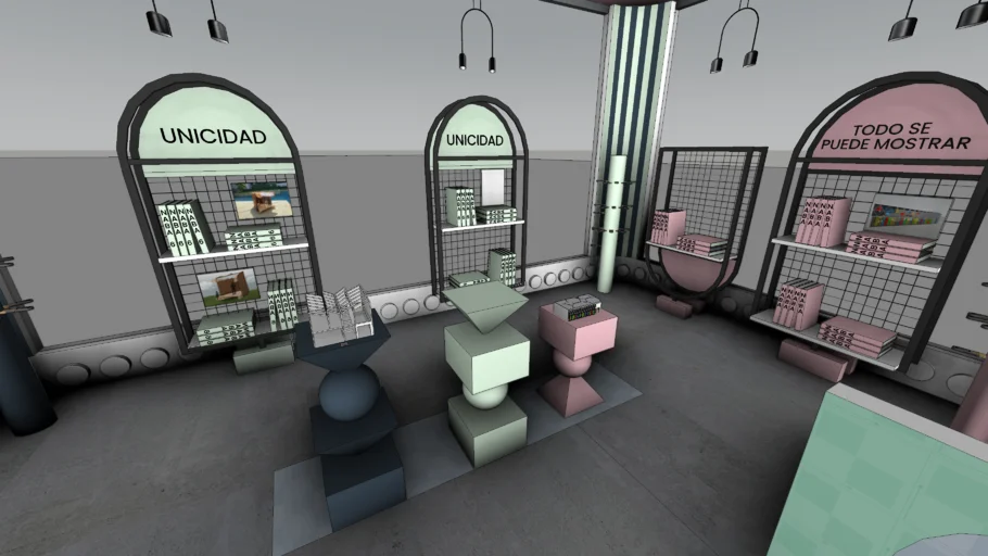 孟菲斯风格文创商店SU模型 SU模型免费下载_sketchup模型