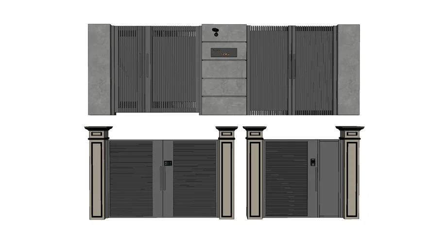 新中式别墅大门SU模型 SU模型免费下载_sketchup模型