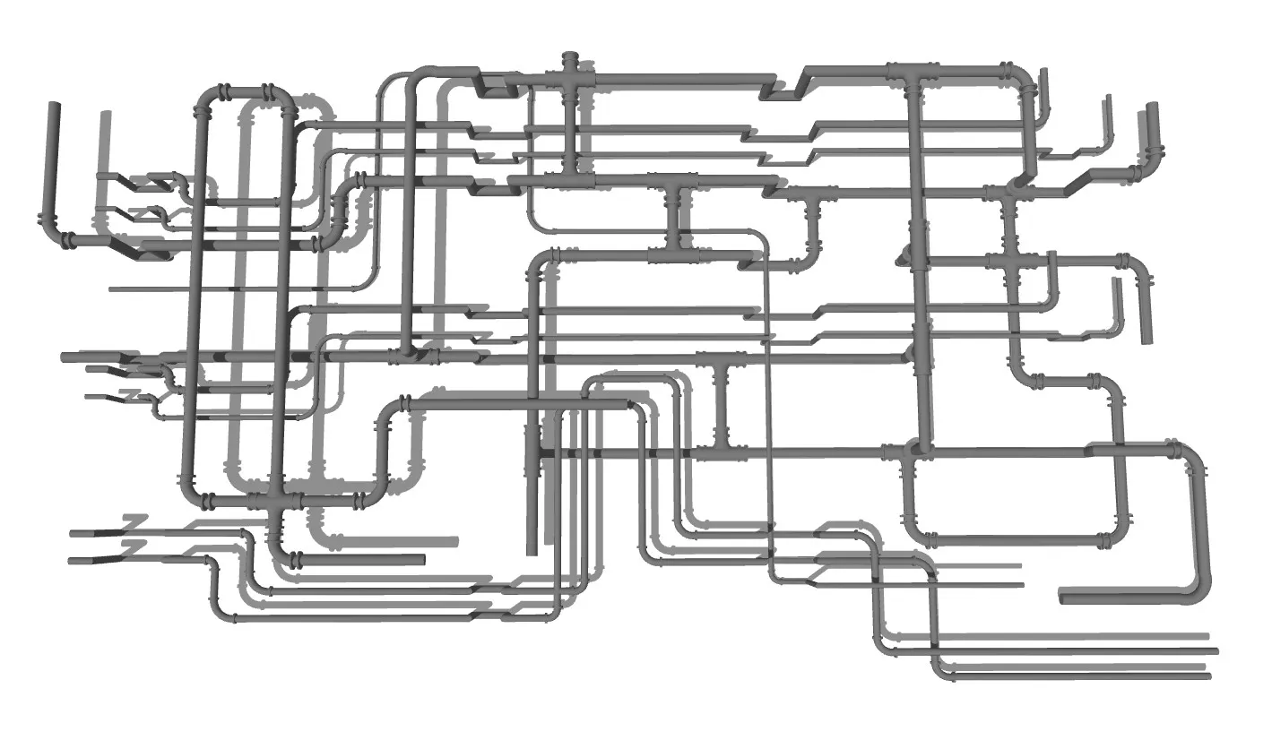 工业管道吊顶水管SU模型 SU模型免费下载_sketchup模型