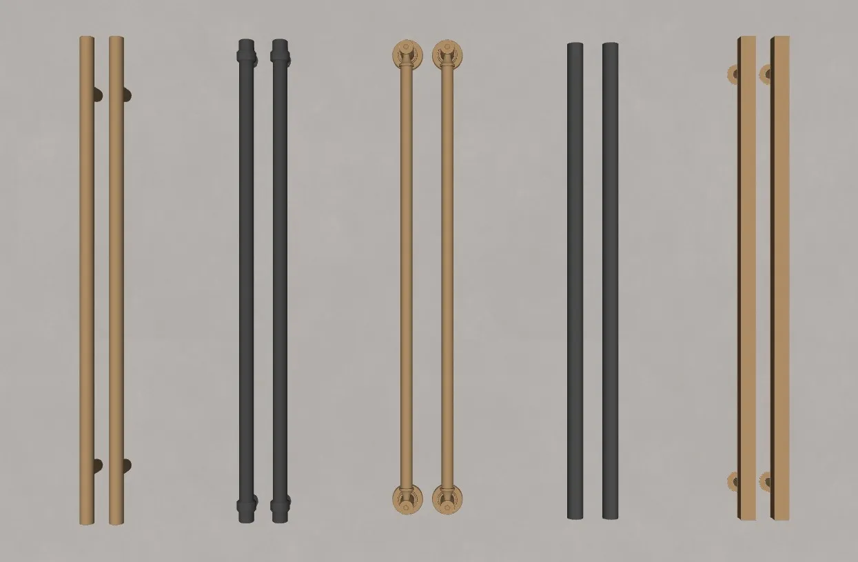 现代金属玻璃门拉手SU模型 SU模型免费下载_sketchup模型