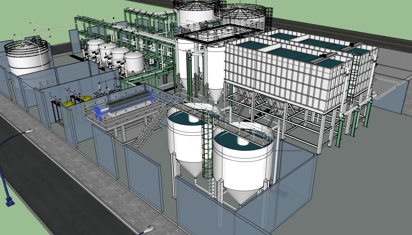 水处理厂工业水务污水设备SU模型 SU模型免费下载_sketchup模型