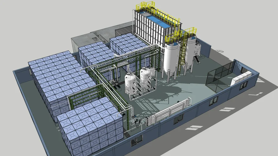 模块化污水处理厂设备区SU模型 SU模型免费下载_sketchup模型