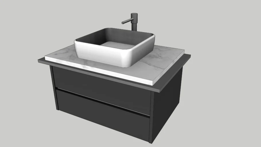 现代悬浮式台上盆浴室柜洗手台SU模型 SU模型免费下载_sketchup模型