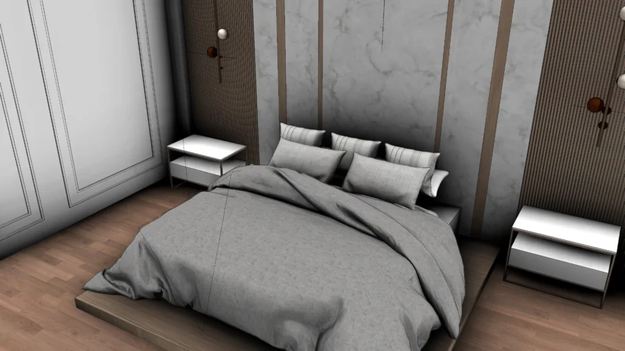 现代风卧室SU模型 SU模型免费下载_sketchup模型
