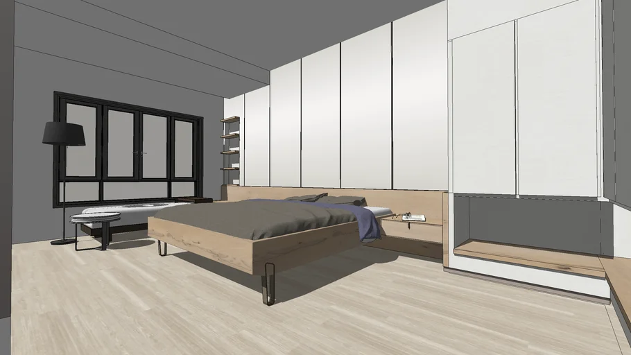 现代简约子女房卧室SU模型 SU模型免费下载_sketchup模型