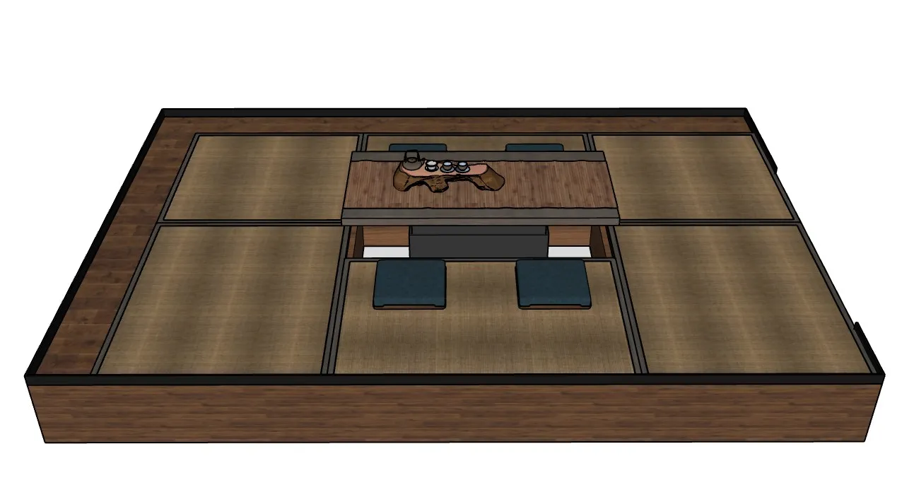 日式榻榻米茶桌升降台SU模型 SU模型免费下载_sketchup模型