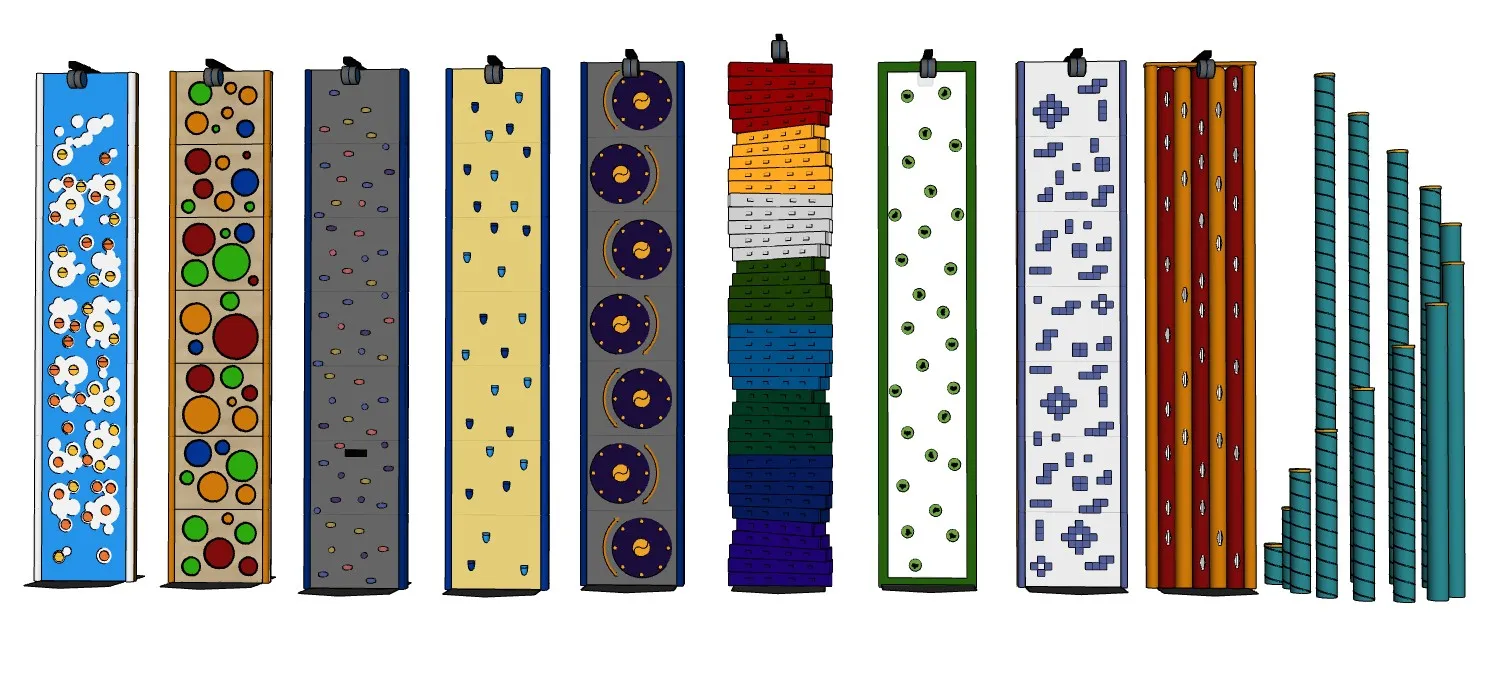 多功能攀岩柱与训练模块组合SU模型 SU模型免费下载_sketchup模型