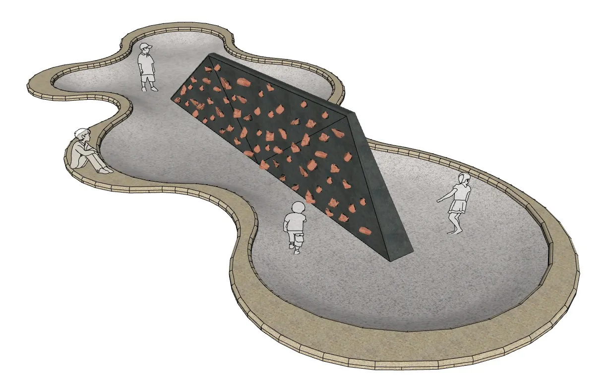 户外抱石攀岩墙与儿童活动区SU模型 SU模型免费下载_sketchup模型