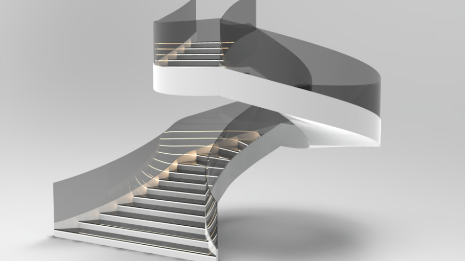 现代艺术双螺旋楼梯SU模型 SU模型免费下载_sketchup模型