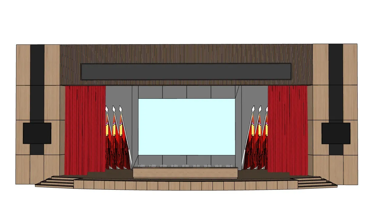 礼堂会议报告厅舞台SU模型 SU模型免费下载_sketchup模型