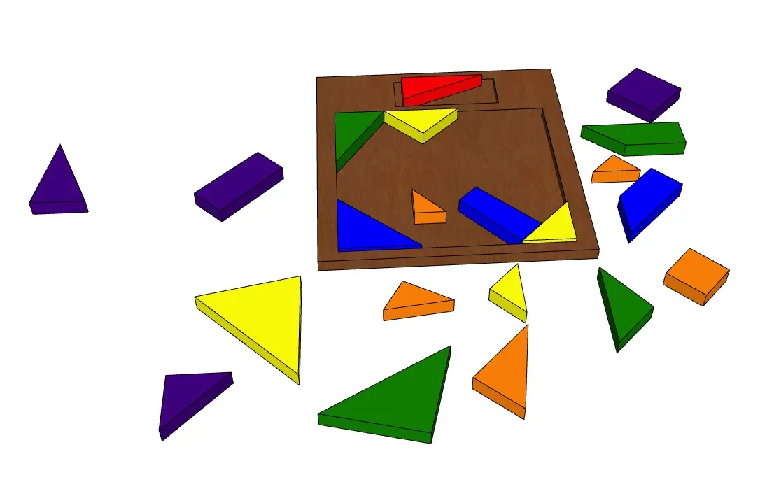 儿童玩具七巧板拼图SU模型 SU模型免费下载_sketchup模型