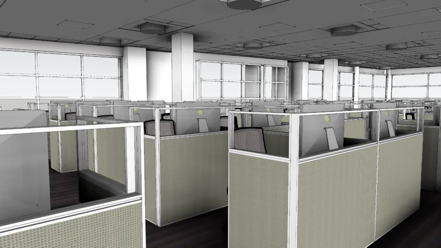 开放式办公区隔断工位SU模型 SU模型免费下载_sketchup模型