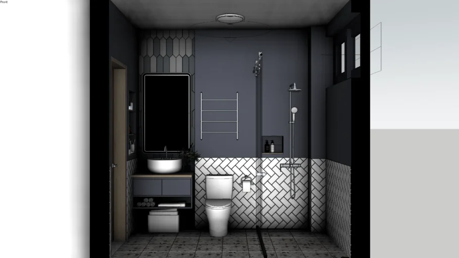 工业风卫浴(浴卫)SU模型 SU模型免费下载_sketchup模型