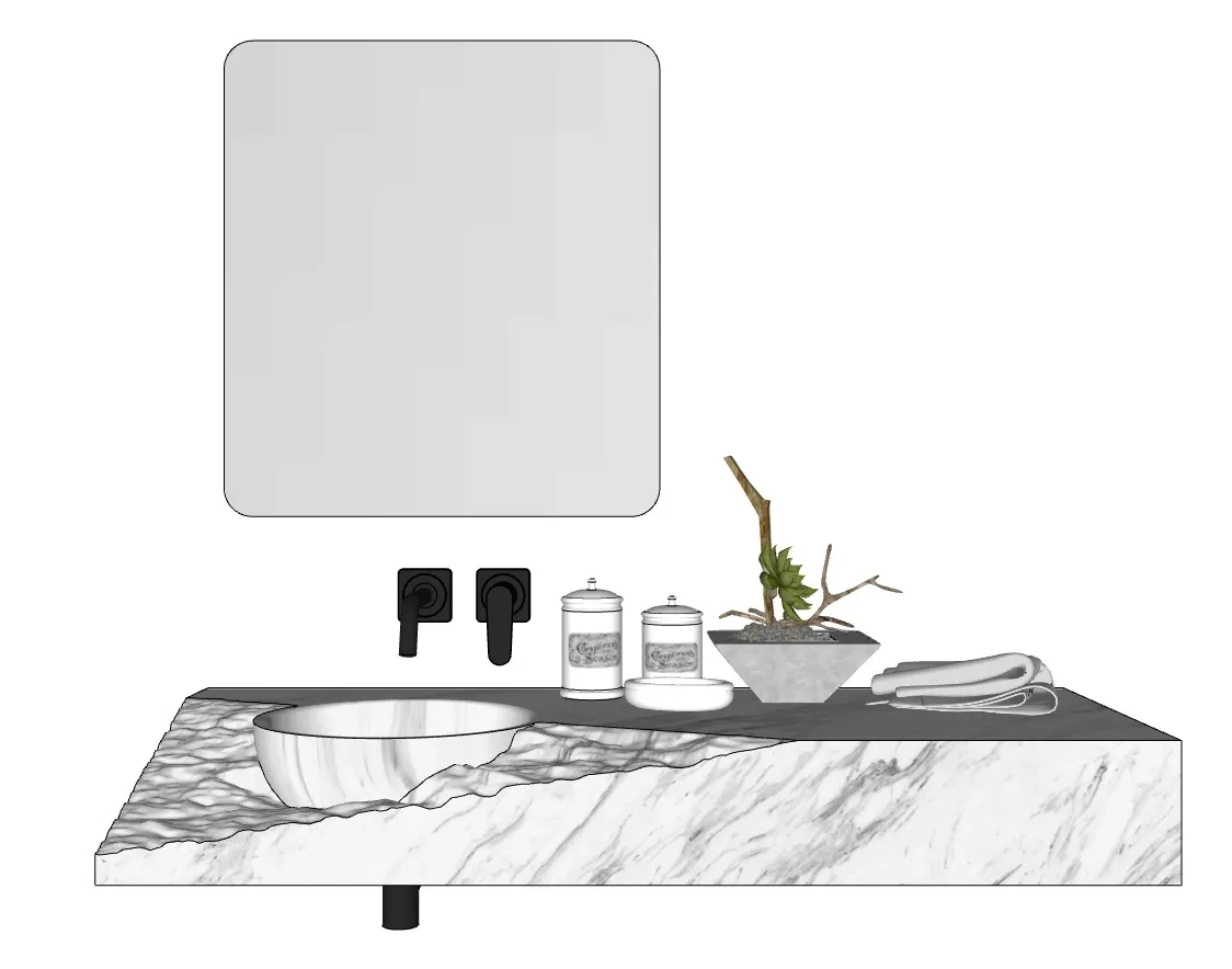 极简卫浴洗手台SU模型 SU模型免费下载_sketchup模型
