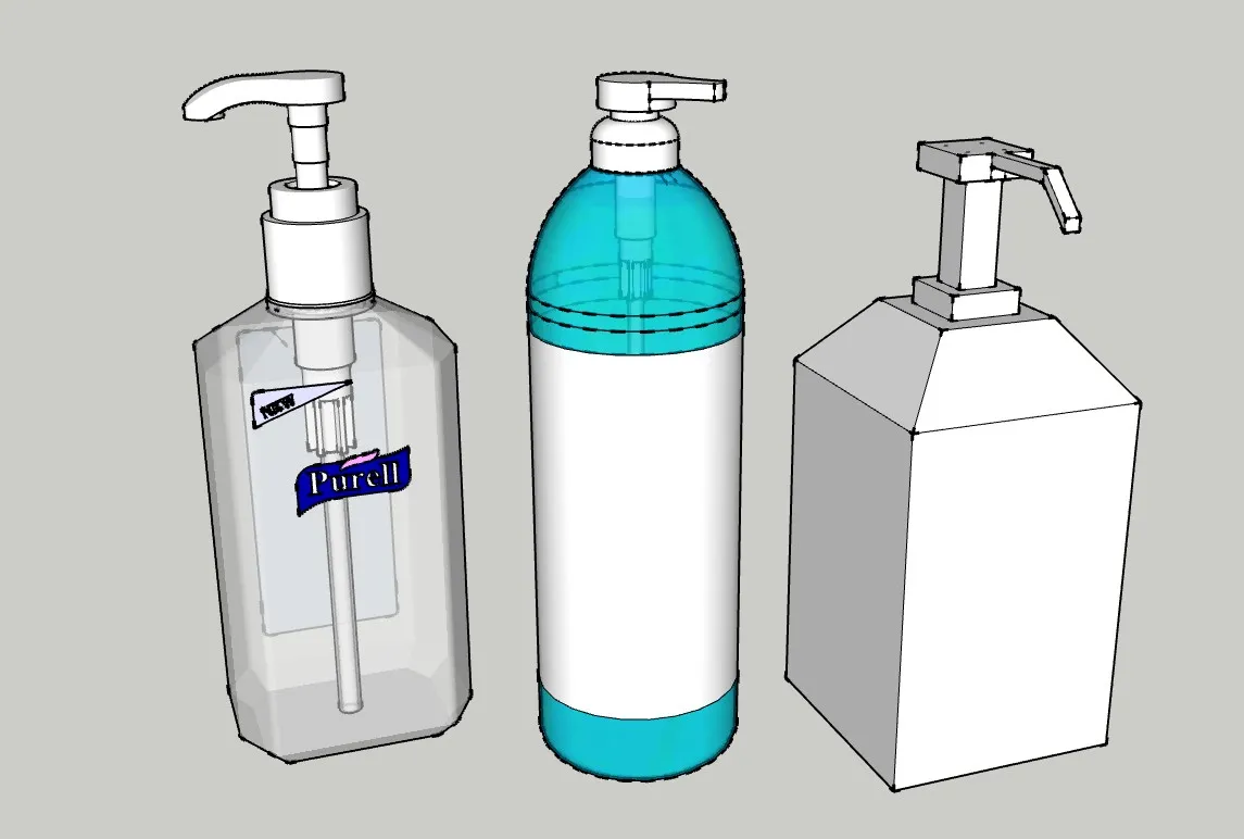 按压式洗护瓶洗手液SU模型 SU模型免费下载_sketchup模型