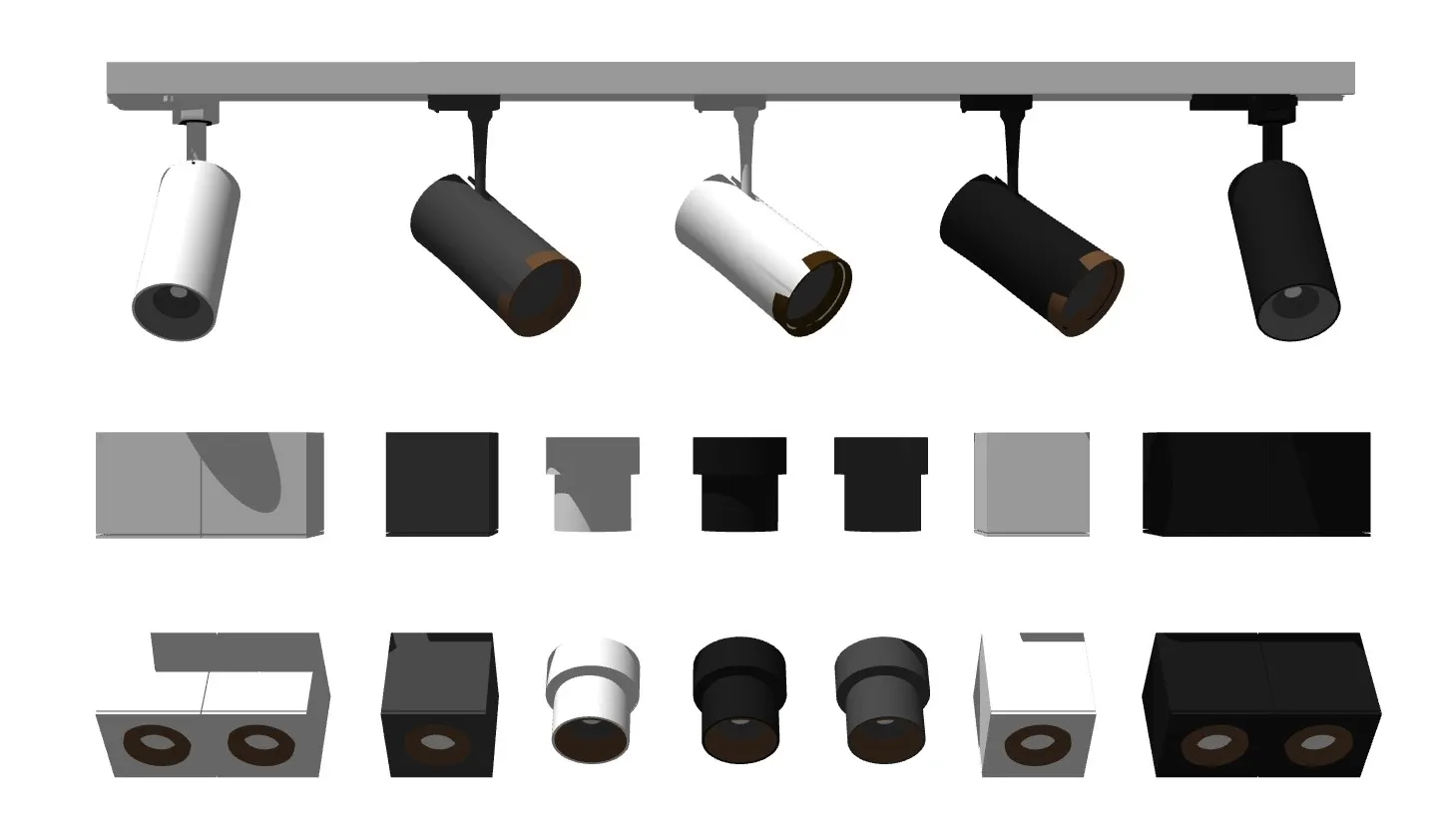 轨道射灯与筒灯SU模型合集 SU模型免费下载_sketchup模型