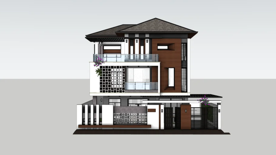 现代三层别墅SU模型 SU模型免费下载_sketchup模型