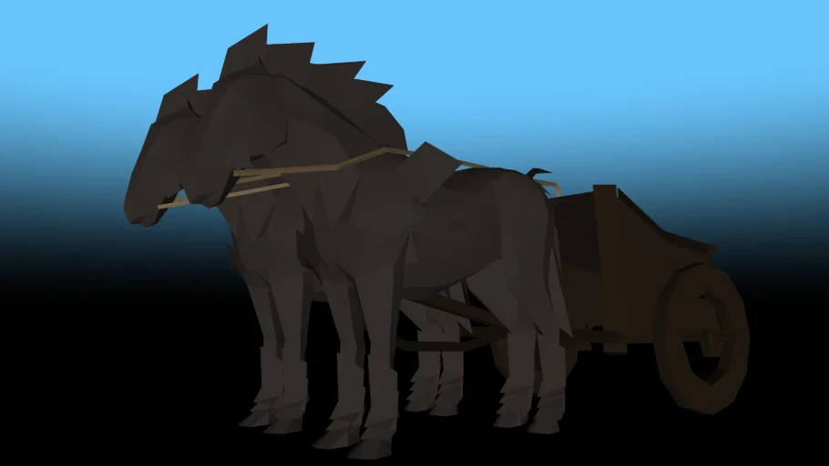 低多边形双马战车SU模型 SU模型免费下载_sketchup模型