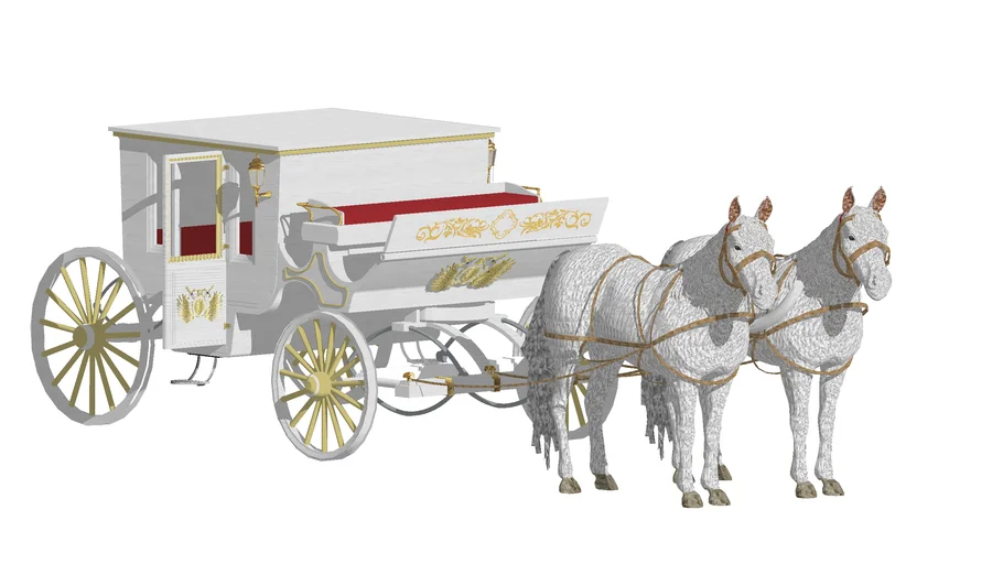 欧式双马婚礼马车SU模型 SU模型免费下载_sketchup模型