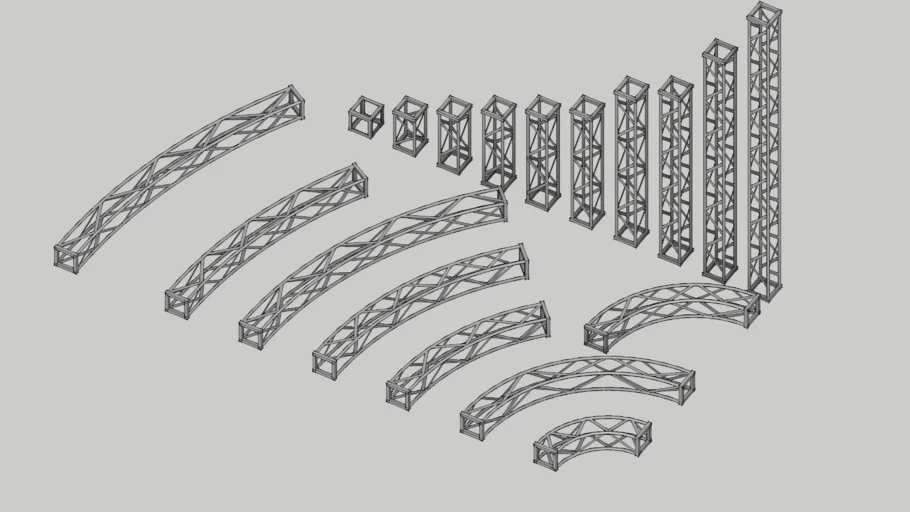 铝合金弧形雷亚桁架组合SU模型 SU模型免费下载_sketchup模型