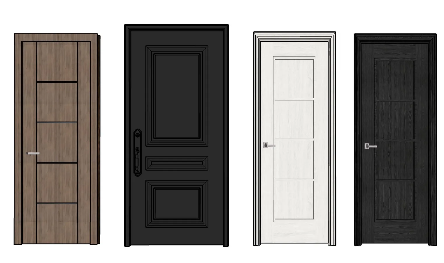 现代风格木门组合SU模型 SU模型免费下载_sketchup模型