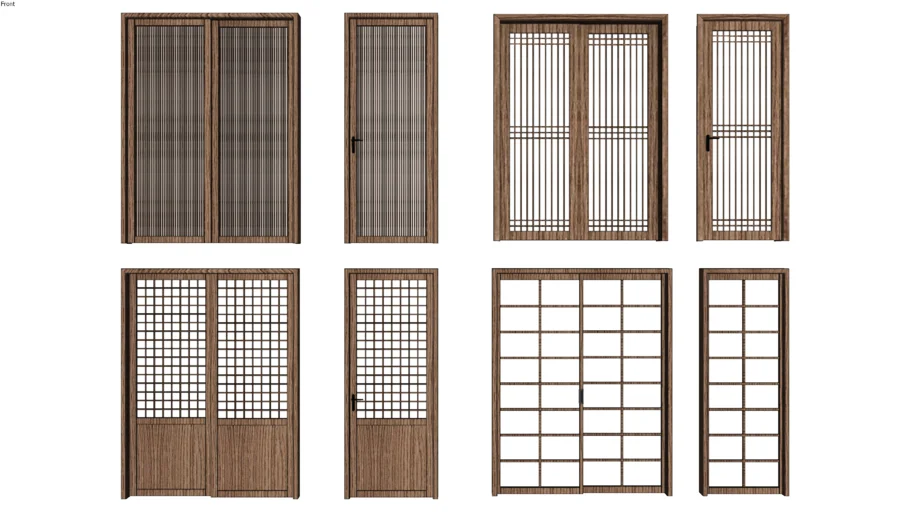 日式格栅木门SU模型 SU模型免费下载_sketchup模型