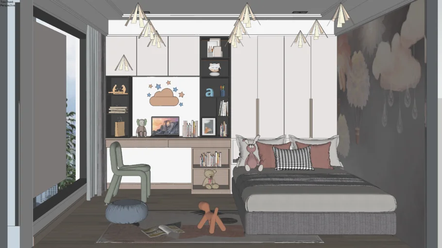 童趣儿童房整体空间SU模型 SU模型免费下载_sketchup模型