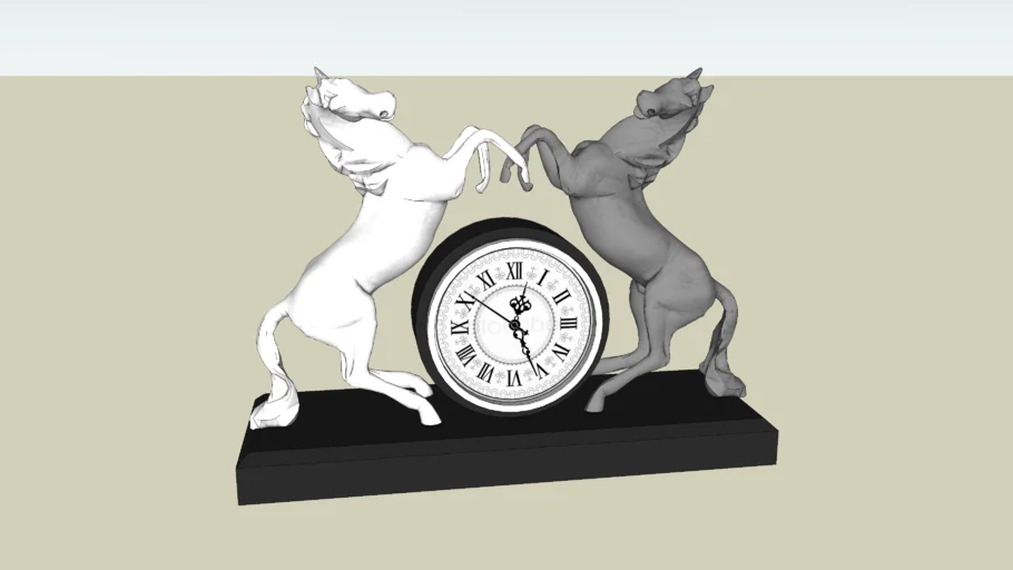 双马雕塑座钟SU模型 SU模型免费下载_sketchup模型