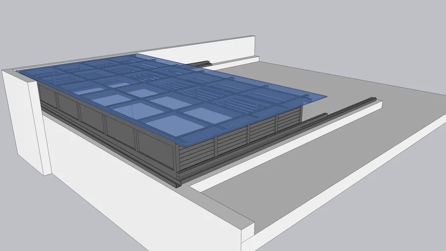 平移式玻璃采光顶SU模型 SU模型免费下载_sketchup模型