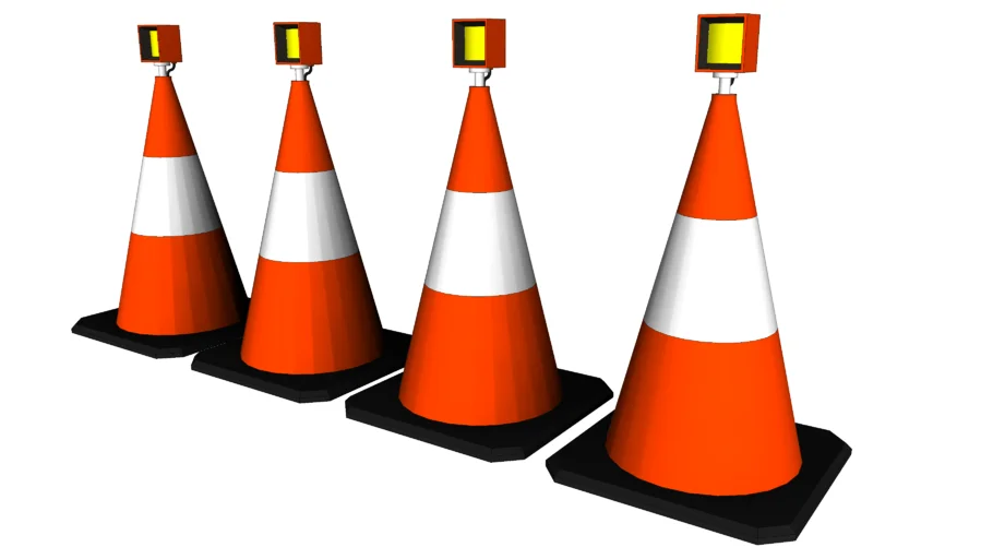 带警示灯的交通锥SU模型 SU模型免费下载_sketchup模型