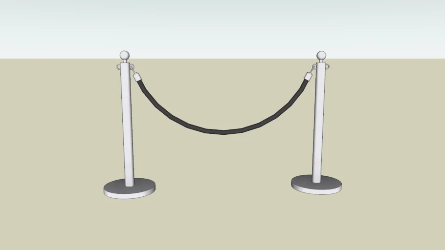 礼仪柱绳栏（绳子）组合SU模型 SU模型免费下载_sketchup模型