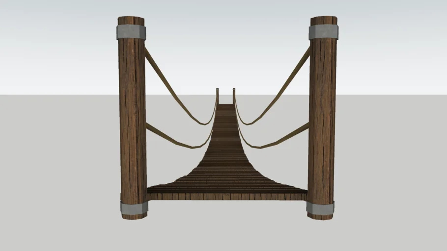 户外木质绳索吊桥SU模型 SU模型免费下载_sketchup模型