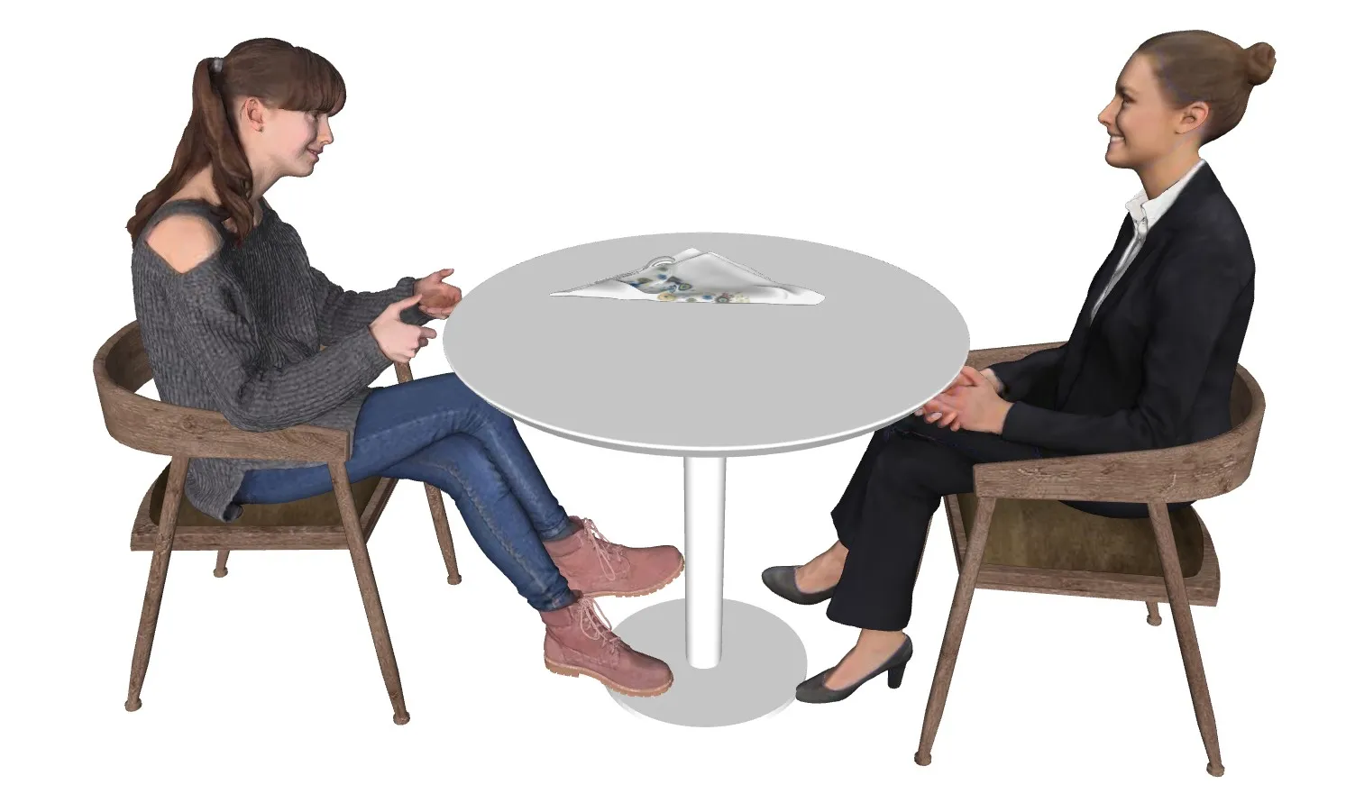 洽谈桌坐姿人物组合SU模型 SU模型免费下载_sketchup模型